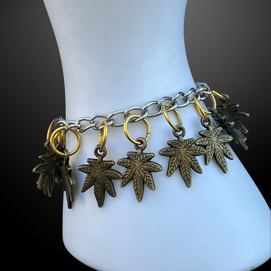 Leafy charm bracelet